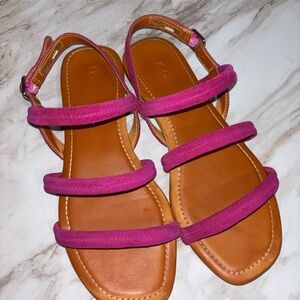 UGG Fuchsia and Tan Strappy Sandals